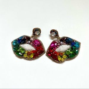 Rhinestone Rainbow Lips Earrings 🌈💋